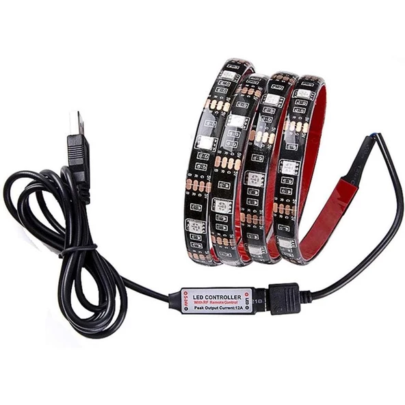 Sese Duyarlı Bluetooth 10 Metre Tv Arkası USB Girişli Rgb Şerit LED Kumanda ile Kontrol Led - 2