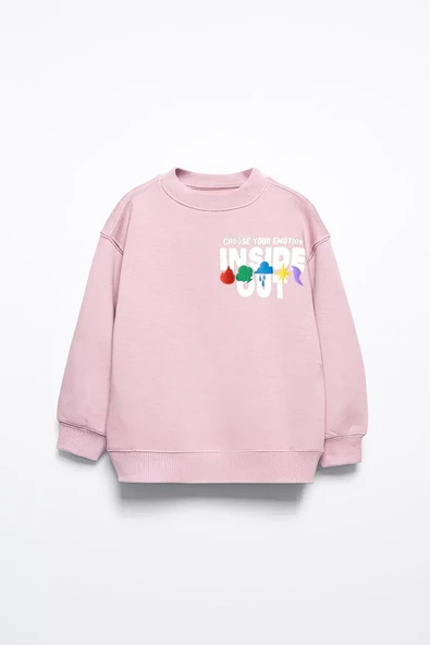 KIZ ÇOCUK TERS YÜZ MODELLİ BİSİKLET YAKA PAMUK SWEAT