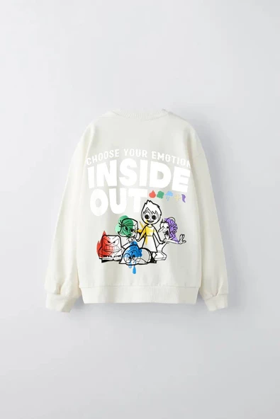 KIZ ÇOCUK TERS YÜZ MODELLİ BİSİKLET YAKA PAMUK SWEAT - Resim 4