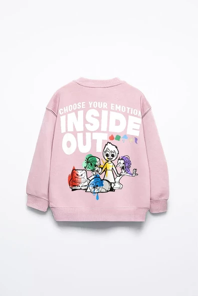 KIZ ÇOCUK TERS YÜZ MODELLİ BİSİKLET YAKA PAMUK SWEAT - Resim 2