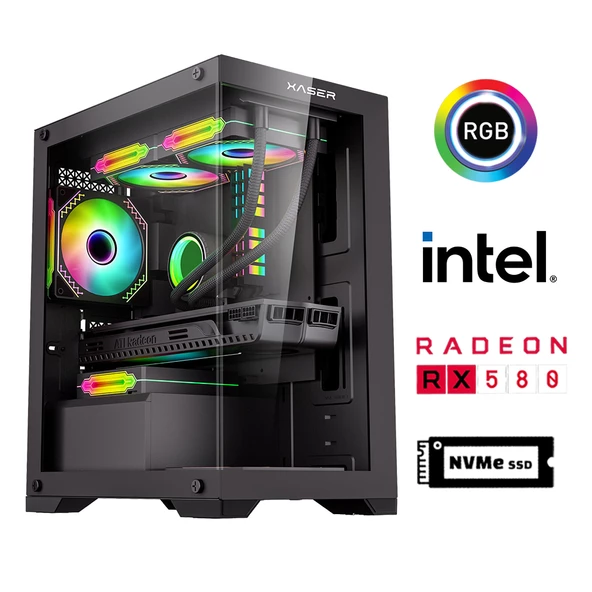 Xaser Xsr870 i5 4570 16GB Ram 512GB M.2 NVMe SSD 8GB RX580 Masaüstü Performans Oyuncu Bilgisayarı - 1