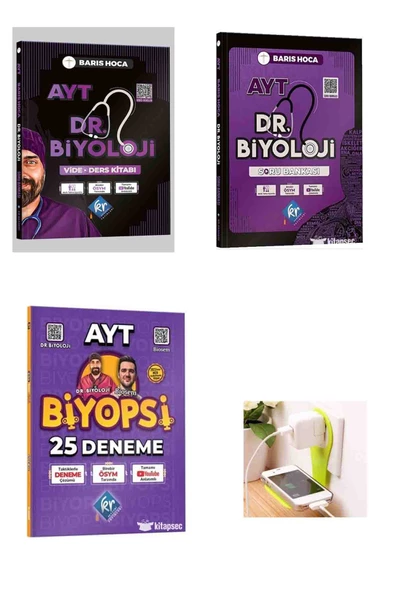 2025 Kr Akademi AYT Dr Biyoloji Video Ders Soru ve Biopsi Deneme Seti ( 3 Kitap ) Prizi Telefon Tutucu HEDİYELİ