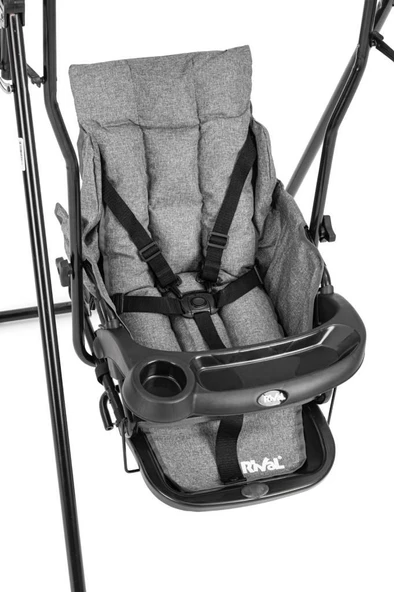Rival Gondol Yatabilen Tenteli Mama tepsili Bebek Salıncak Çocuk Salıncakları Gold Kahverengi - 6