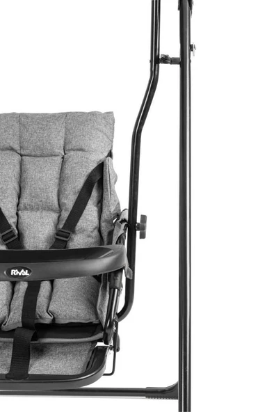 Rival Gondol Yatabilen Tenteli Mama tepsili Bebek Salıncak Çocuk Salıncakları Gold Antrasit - 6