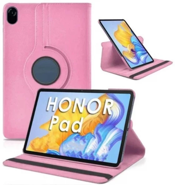 Honor Pad X8a ile Uyumlu Uyku Modlu Kapaklı Stand Olabilen Smart Kılıf  Pembe