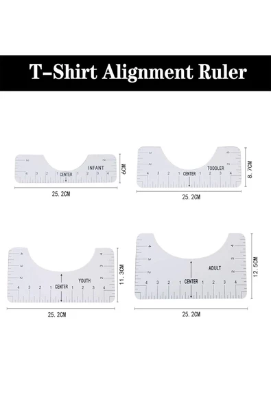 4 Adet T shirt Hizalama Merkezleme Kılavuz Cetveli Plastik - 2
