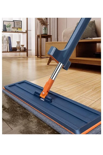 Kendinden Sıkmalı Mop ve Tekerlekli Katlanabilir Kova Seti 1 Adet Yedek Mop Hediyeli Lüks Mop Seti Silikon Kova Temizlik Seti Büro Ofis Ev - 4