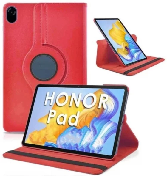 Honor Pad X8a ile Uyumlu Uyku Modlu Kapaklı Stand Olabilen Smart Kılıf  Kırmızı