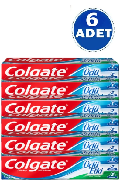 Colgate Üçlü Etki Çürüklere Karşı Koruma Diş Macunu 75 Ml 6 Adet