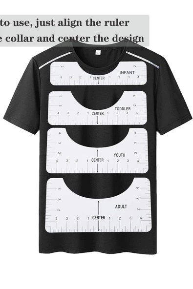 4 Adet T shirt Hizalama Merkezleme Kılavuz Cetveli Plastik - 3