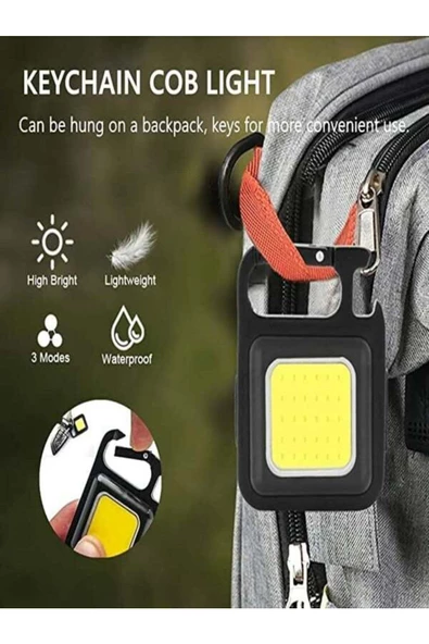 Tunytech Cob Rechargeable Keychain Light- 800 LÜMEN 30 COB LED MIKNATISLI KAMP  FENERİ EL FENERİ - 2