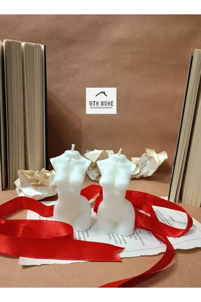 btmhome Beyaz Kokulu Dekoratif Venüs Kadın Vücut Mum - 10 Cm - 2