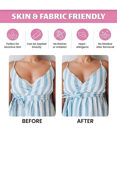 Btm Home 30 Adet Vücut Ve Kıyafet Için Çift Taraflı Sabitleme Dekolte Abiye Gelinlik Elbise Sütyen Bantı - 3