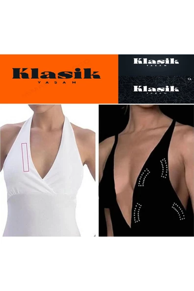 klasik yaşam Vücut Ve Kıyafet Için Çift Taraflı Sabitleme Dekolte Abiye Gelinlik Elbise Sütyen Bantı 10 Adet - 3