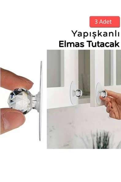 btmhome Kendinden Yapışkanlı Çekmece, Kapı, Dolap, Kapı Düğmesi Çok Amaçlı 3 Adet