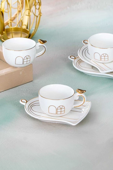 btmhome June 6 Kişilik Porselen Kahve Fincanı Takımı Seti - 90 ml