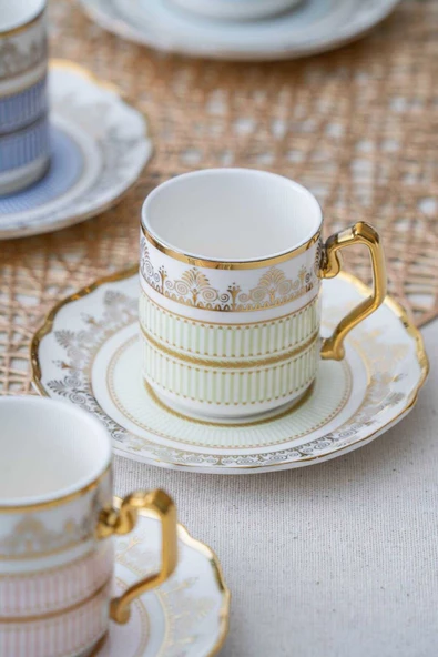 btmhome Eloie 6 Kişilik Porselen Kahve Fincanı Takımı Seti - 90 ml - 2