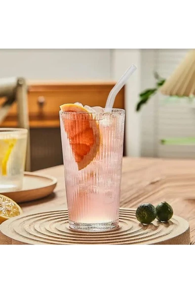 btmhome Pinterest Favorilerinden "Şeritli Bardak" /Pipetli Kristal Kahve Bardağı/Mika Bardak (Cam Pipetli)