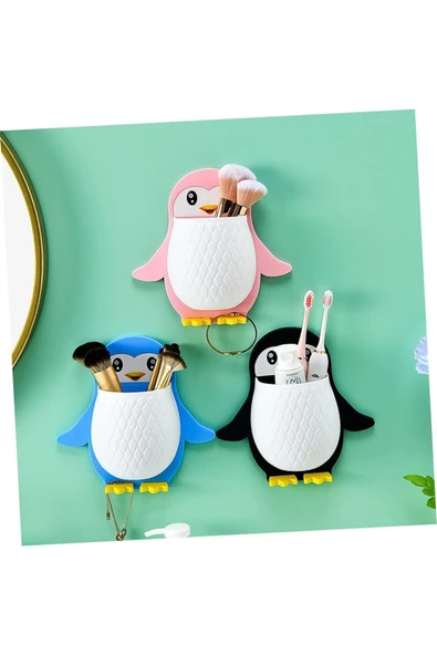 btmhome Çok Amçlı Penguen Raf Kutusu Banyo  Makyaj Diş Fırçası Tutucu 1 Adet - 2