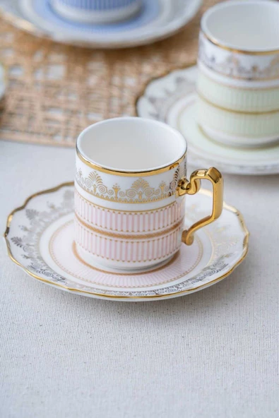 btmhome Eloie 6 Kişilik Porselen Kahve Fincanı Takımı Seti - 90 ml - 3