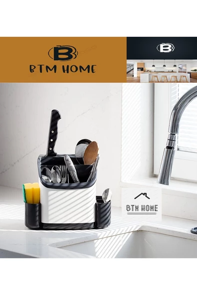 btmhome Tezgah Üstü  Organizer Kaşıklık , Kepçe , Kaşık  , Bıçak Organizeri - 2