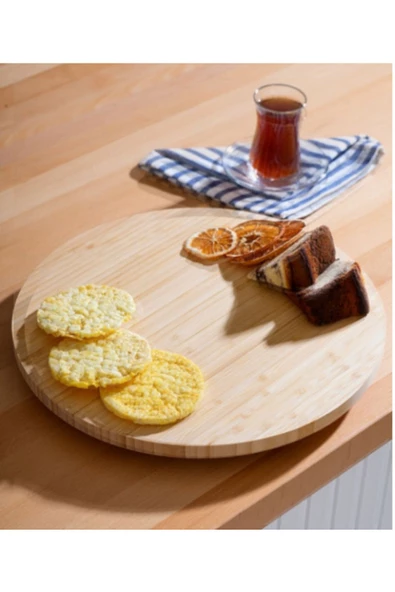 btmhome Döner Mekanizmalı Sunum Tepsi Bambu 31 cm