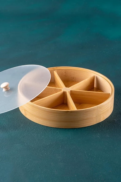 btmhome 6 Bölmeli Bambu Set: Şekerlik, Çerezlik Ve Sunumluk - 3