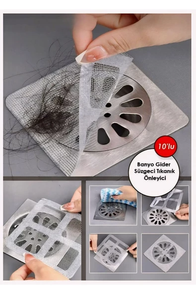Btm Home 10 Adet Banyo Gider Süzgeci Saç Yakalayıcı Süzgeç Banyo Duş Gider Tıkanık Önleyici Süzgeç