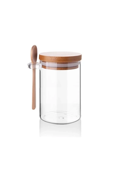 btmhome Bambu Kapaklı 600 ml, Cam, Kavanoz, Kaşıklı 1 Adet - 3