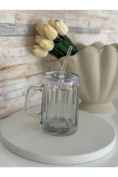 btmhome Isıya Dayanıklı Pipetli Renkli ve Kapaklı Bardak 1 Adet - 2