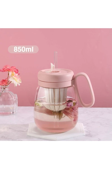 btmhome Pipetli Kupa Bardak Silikon Kapaklı Buzlu Kahve Çay Meşrubat için Isıya Dayanıklı 850 ml - 2