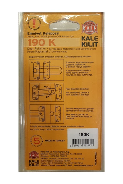 Kale Kilit KALE K190/K EMNİYET KELEPÇESİ KROM - 5