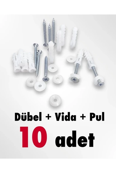 AKBELLİ GROUP Korniş Montaj Seti Dübel + Vida + Pul (10 Adet)