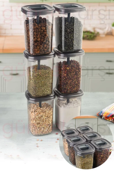 btmhome 450 ml Kendinden Kaşıklı Baharatlık, Çay, Kahve Kutusu, Kaşıklı Pratik Çok Amaçlı Saklama Kabı4adet - 7