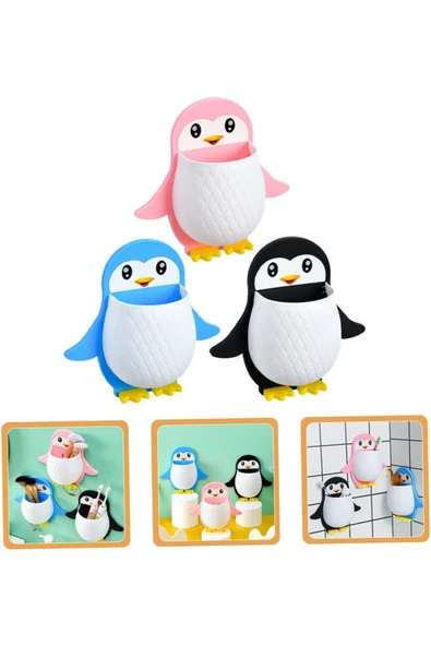 btmhome Çok Amçlı Penguen Raf Kutusu Banyo  Makyaj Diş Fırçası Tutucu 1 Adet - 4