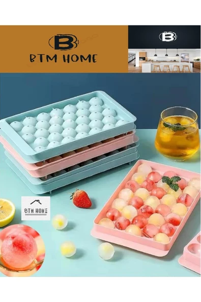btmhome Yuvarlak Buz Küpü Kalıbı - Dondurucu için Kapaklı Top Buz Kalıbı 33 Adet - 4