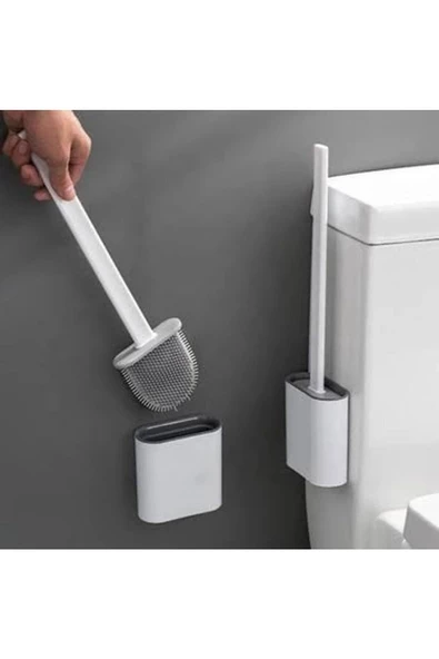 btmhome Klozet Temizleme Fırçası Tuvalet Banyo - Silikon Tutucu Set Beyaz Renk Fırca - 4