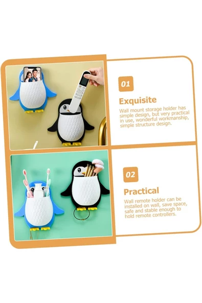 btmhome Çok Amçlı Penguen Raf Kutusu Banyo  Makyaj Diş Fırçası Tutucu 1 Adet - 6
