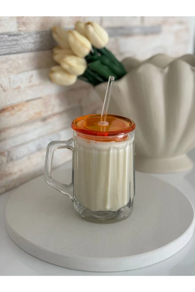 btmhome Isıya Dayanıklı Pipetli Renkli ve Kapaklı Bardak 1 Adet - 3