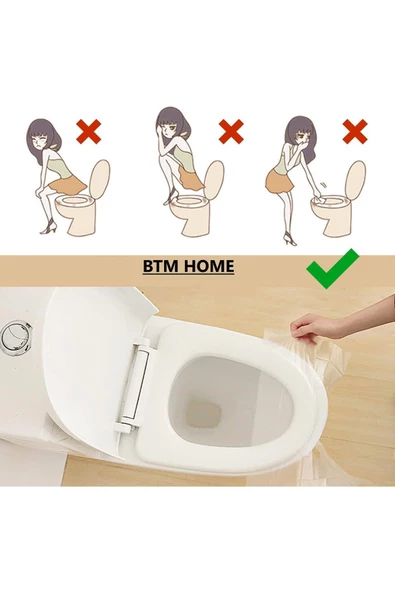 btmhome 40 Adet Tek Kullanımlık Anti Bakteriyel Koruma Pratik Klozet Kapak Örtüsü - 3