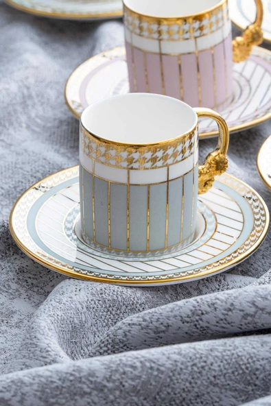 btmhome Elena Porselen 6 Kişilik Kahve Fincanı Takımı Seti - 90 ml - 2