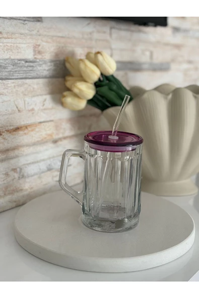 btmhome Isıya Dayanıklı Pipetli Renkli ve Kapaklı Bardak 1 Adet - 2