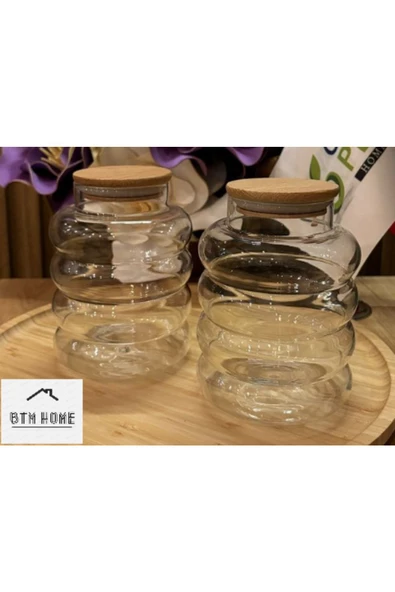 btmhome Ahşap Kapaklı Cam Kavanoz Takımı 2 Adet - 2