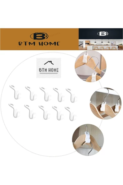 btmhome 10 Lu Çok Amaçlı Dolap İçi Düzenleyici Askı Kancası Organizeri - 3