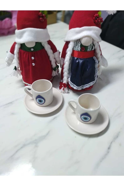 btmhome Nazar Boncuklu Seramik 2 Kişilik Kahve Fincanı Takımı - 3