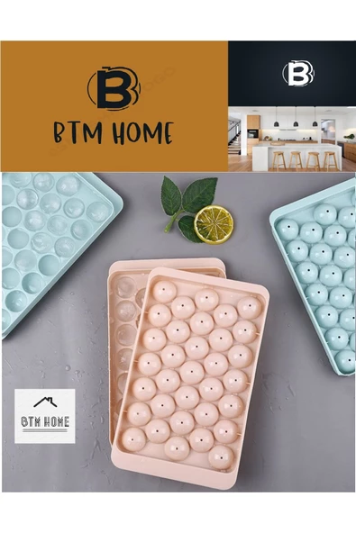 btmhome Yuvarlak Buz Küpü Kalıbı - Dondurucu için Kapaklı Top Buz Kalıbı 33 Adet - 6