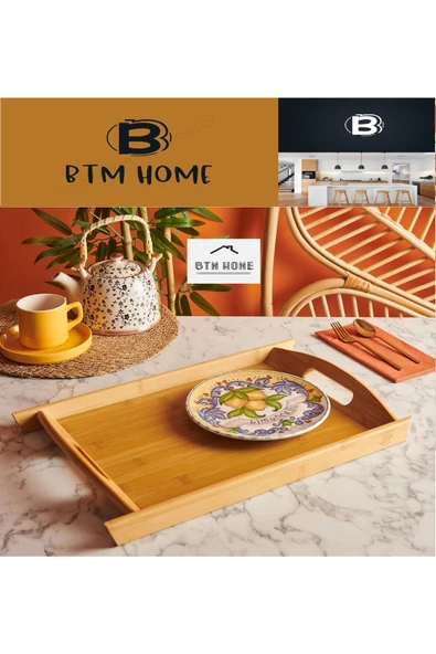 btmhome Bambu Tepsi Dikdörtgen Büyük Boy Tepsi