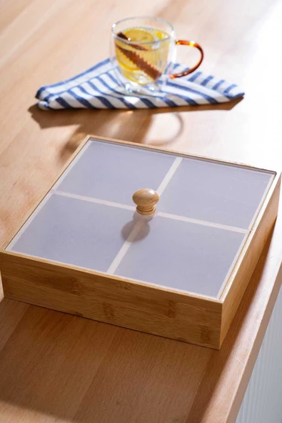 btmhome 4 Bölmeli Çerezlik Şekerlik Sunumluk Kutusu Bambu