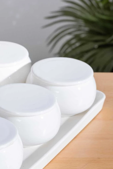 btmhome Pamira 6lı Porselen Kapaklı Tepsili Kahvaltı Takımı Seti - 2