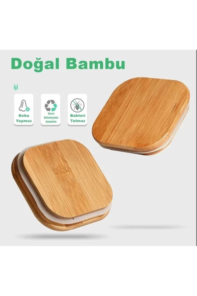 btmhome 300 ml 2 Adet Bambu Kapaklı Kare Cam Kavanoz - 6